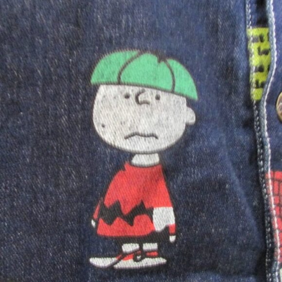 Monthorigin Charlie Brown & Snoopy 90's Denim Overalls Size Medium Oversized - Picture 4 of 12